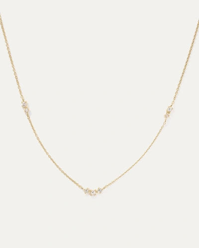 Quince Women's White Sapphire Tri-station Necklace In Gold Vermeil