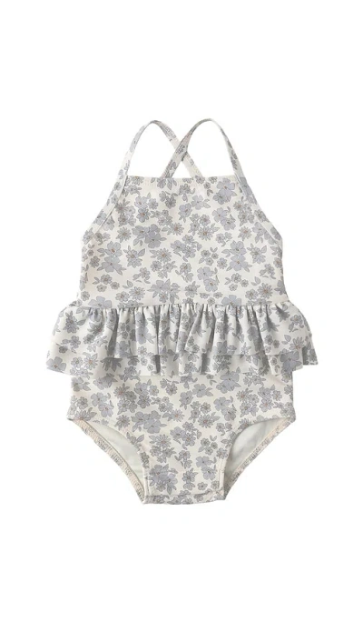 Quincy Mae Ruffled One Piece Swimsuit In Blue Floral