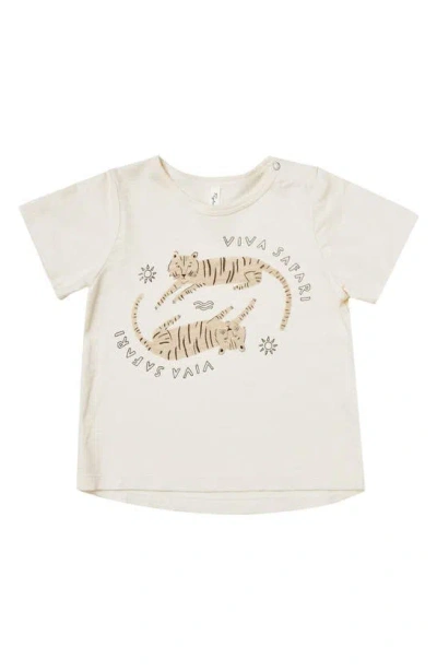Quincy Mae Babies' Viva Safari Cotton Graphic T-shirt In Ivory