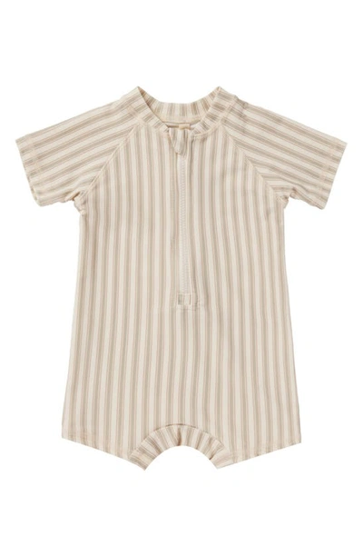 Quincy Mae Babies' Zip One-piece Rashguard Swimsuit In Vintage-stripe