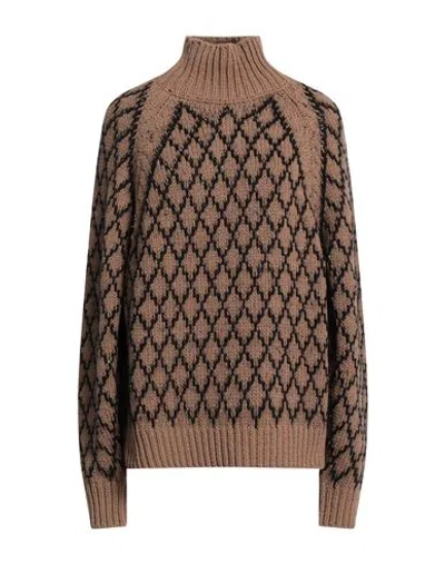 Quira Woman Turtleneck Camel Size S Virgin Wool, Cashmere, Mohair Wool, Polyamide In Beige