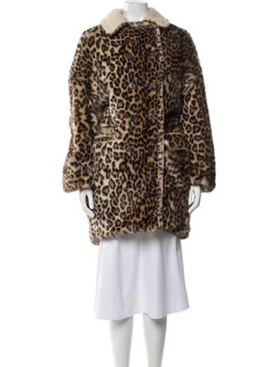Pre-owned R13 Animal Print Faux Fur Coat In Neutrals