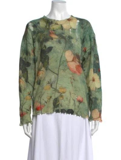 Pre-owned R13 Cashmere Floral Print Sweater In Green
