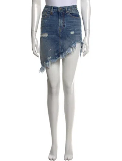 Pre-owned R13 Distressed Accents Mini Skirt In Blue