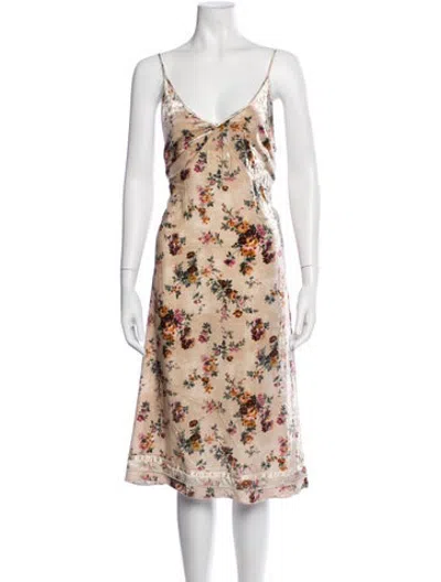 Pre-owned R13 Floral Print Midi Length Dress In Neutrals