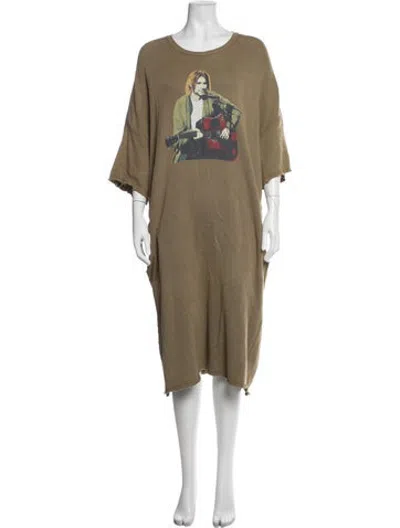 Pre-owned R13 Graphic Print Long Dress In Green
