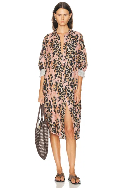 R13 Jumbo Shirt Dress In Pink
