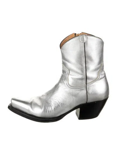 Pre-owned R13 Leather Western Boots In Metallic/silver