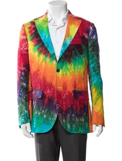 Pre-owned R13 Linen Tie-dye Print Moto Jacket In Red