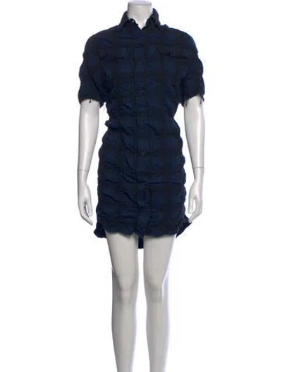 Pre-owned R13 Plaid Print Mini Dress In Blue