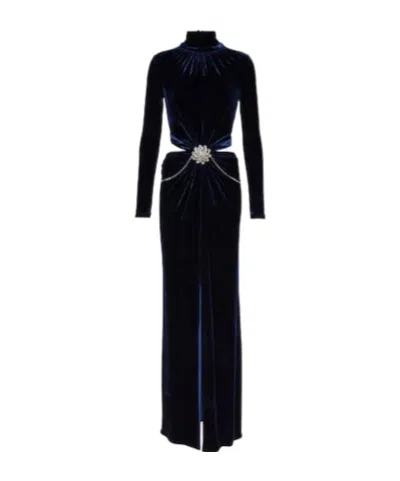 Rabanne Crystal-embellished Velvet Maxi Dress In Black