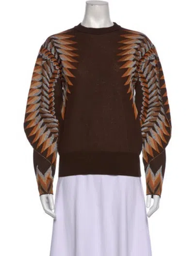 Pre-owned Rabanne Graphic Print Crew Neck Sweater In Brown