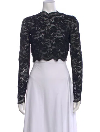 Pre-owned Rabanne Lace Pattern Mock Neck Sweater In Black