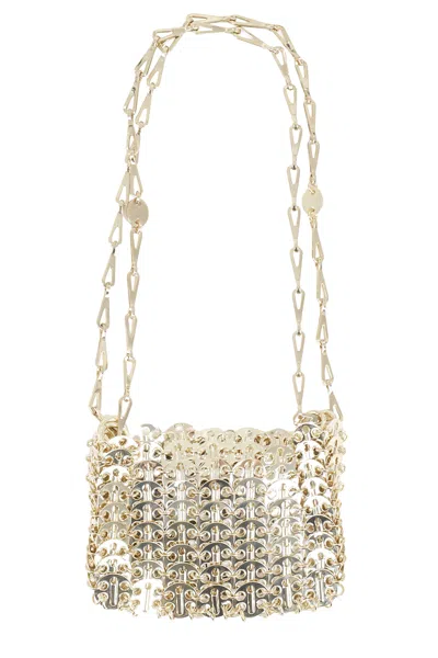 Rabanne Light Gold 1969 Nano Metal Mesh Brass Clutch In Silver