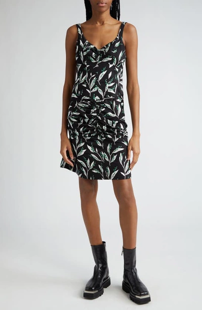 Rabanne Lily Of The Valley Print Corset Dress In Muguet Noir