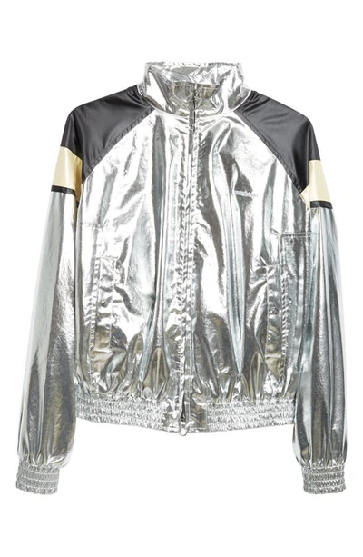 Rabanne Metallic Finish Track Jacket In Silver