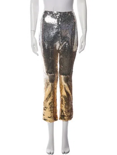 Pre-owned Rabanne Patterned Straight Leg Pants In Gold/silver
