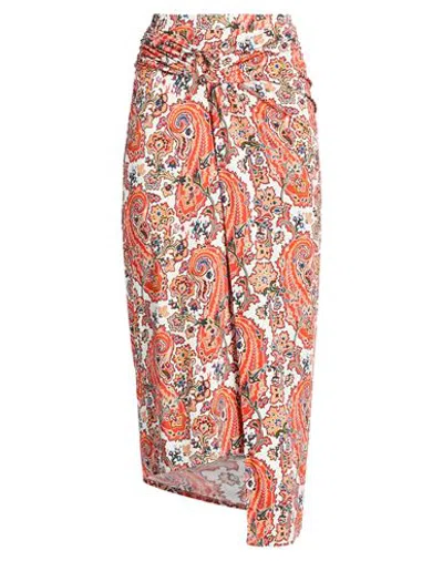 Rabanne Woman Midi Skirt Red Size 12 Viscose, Elastane In Multi