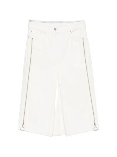 Rabanne Zip-detail Denim Midi Skirt In White