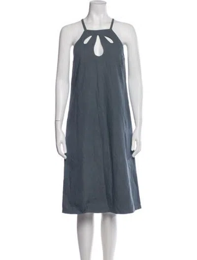 Pre-owned Rachel Comey Square Neckline Midi Length Dress In Blue