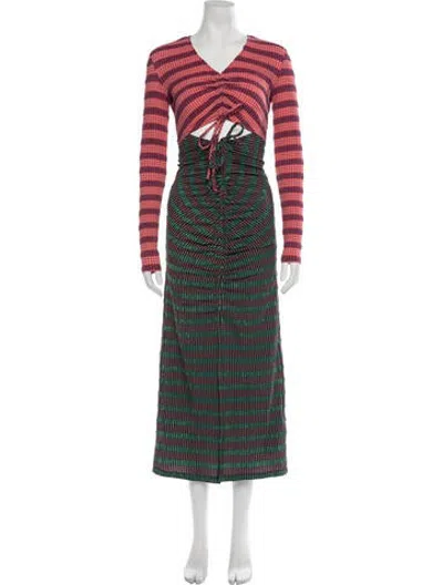 Pre-owned Rachel Comey Striped Long Dress In Green