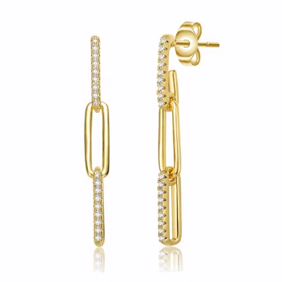 Rachel Glauber 14k Gold Plated With Cubic Zirconia Triple Oblong Oval Cable Chain Drop Earrings