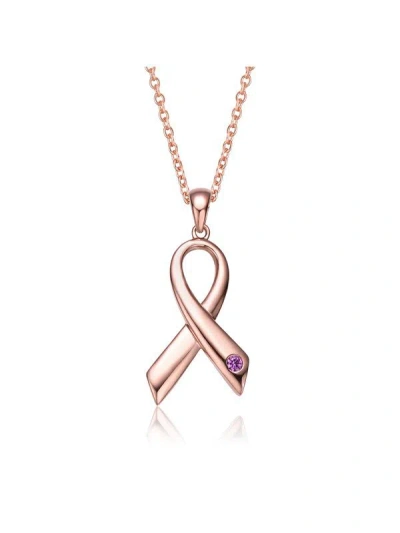 Rachel Glauber Teens/young Adults 18k Rose Gold Plated Ribbon Pendant Necklace In Pink