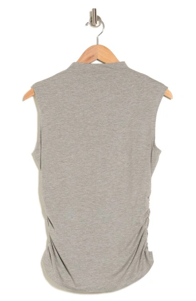 Rachel Rachel Roy Mock Neck Sleeveless Ruched Neck Top In Grey