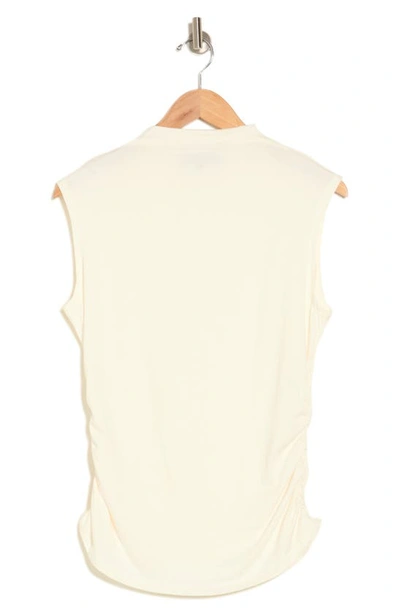 Rachel Rachel Roy Mock Neck Sleeveless Ruched Neck Top In Ivory