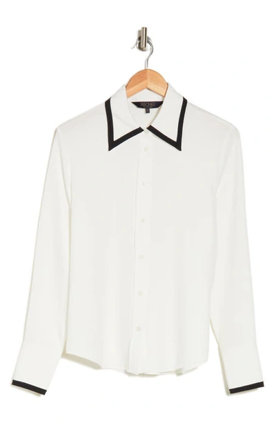 Rachel Rachel Roy Tipped Collar Button-up Shirt In White