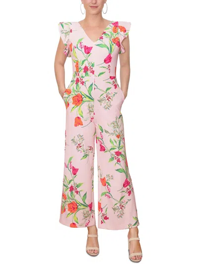 Rachel Rachel Roy Womens Floral Print V Neck Jumpsuit In Pink