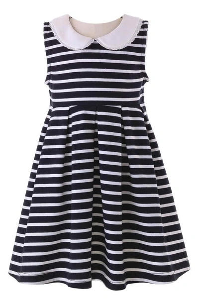 Rachel Riley Babies' Breton Stripe Sleeveless Cotton Dress In Navy