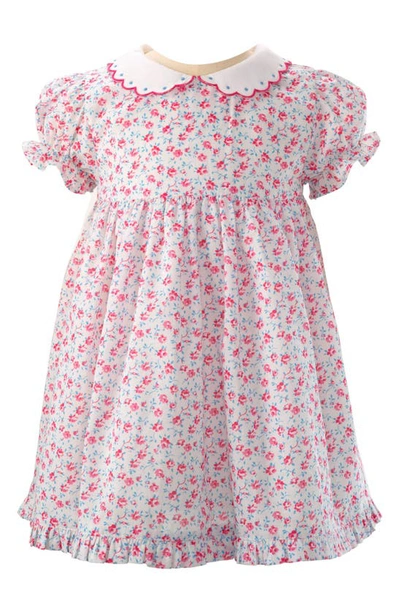 Rachel Riley Babies' Floral Puff Sleeve Cotton Dress In Pink