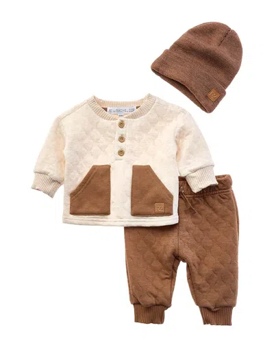 Rachel Zoe 3pc Quilted Jogger Set In Brown