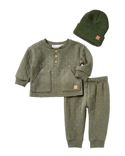 Rachel Zoe Babies'  3pc Quilted Jogger Set In Green