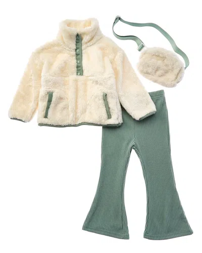 Rachel Zoe 3pc Sherpa Pullover Set In Green