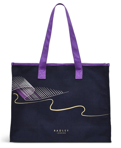 Radley London Wandering Star Large Leather Open Top Tote In Ink