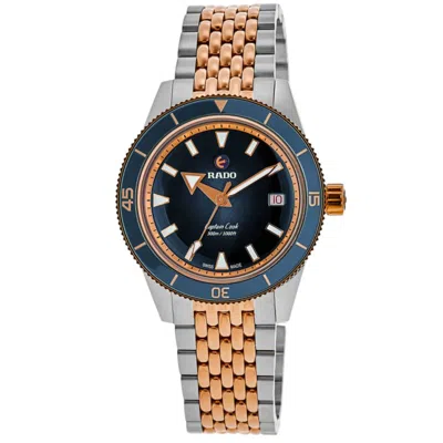 Rado Captain Cook Automatic 39mm Blue Dial Two-tone Stainless Steel Men's Watch R32224203 In Gold