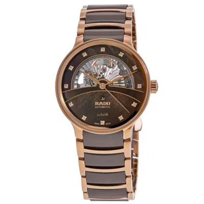 Rado Centrix Automatic Diamonds Open Heart Mother Of Pearl Dial Two-tone Ceramic & Steel Unisex Watch R30 In Brown