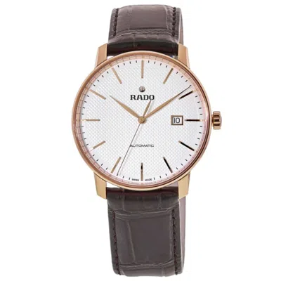 Rado Coupole Xl Automatic 41mm White Dial Leather Strap Men's Watch R22877025 In Gold