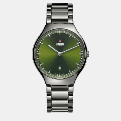 Pre-owned Rado True Thinline Automatic R27088312 Unisex Watch 39 Mm In Green
