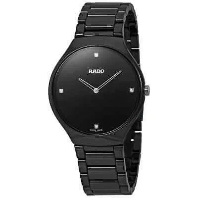 Pre-owned Rado True Thinline Black Dial Black Ceramic Men's Watch R27741712