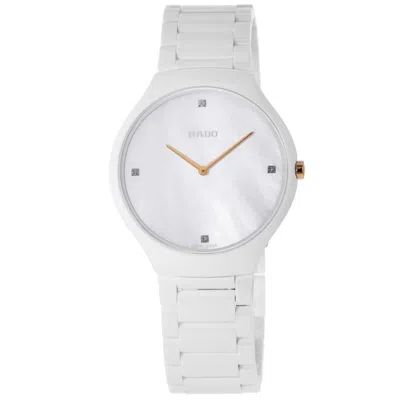 Rado True Thinline L Quartz 39mm White Diamond Dial Ceramic Unisex Watch R27957909 In Yellow