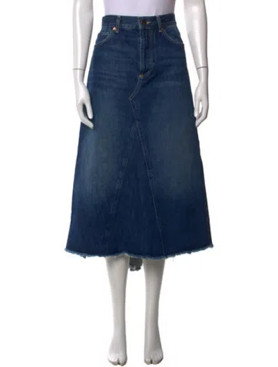 Pre-owned Raey Raw-edge Trim Long Skirt In Blue