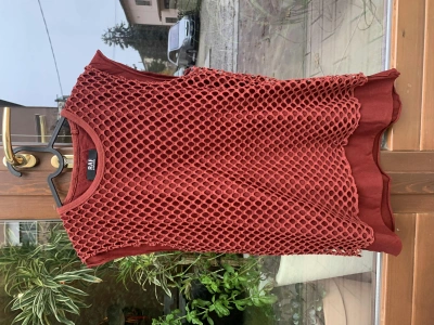 Pre-owned Raf By Raf Simons Mesh Brick Red Tank Top In Vulcan