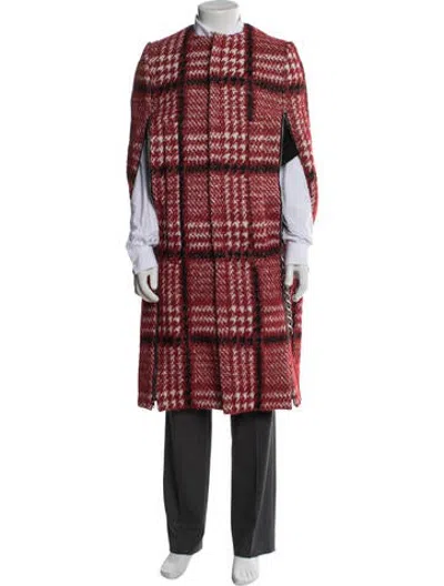 Pre-owned Raf Simons 2020 Houndstooth Print Cape In Red