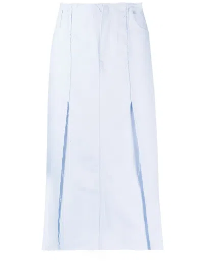 Raf Simons High-waisted Denim Midi Skirt In Blue