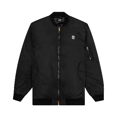 Pre-owned Raf Simons X Smiley Print And Badge Bomber Jacket 'black'