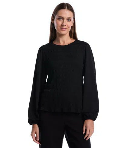 Rafaella Women's Long-sleeve Puff-sleeve Blouse In Black