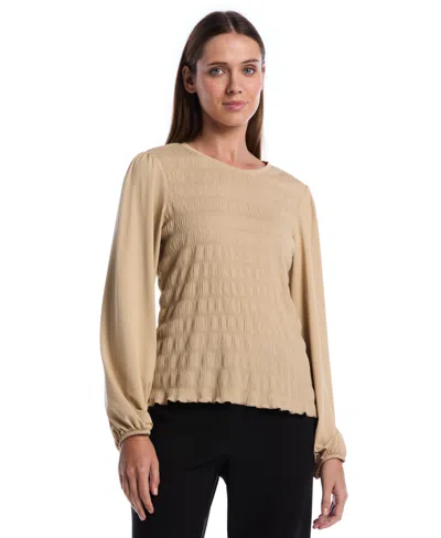 Rafaella Women's Long-sleeve Puff-sleeve Blouse In Neutral